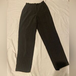 Grey wool wide leg pinstripe pants